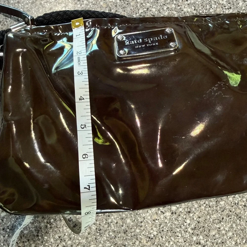 Kate Spade Brown Iridescent Patent Leather Rope Handle Shoulder Bag Y2K Vintage